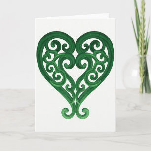 Green Heart Art Nouveau Style Card