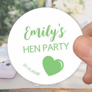 Green Heart Bachelorette Hen Party Classic Round Sticker