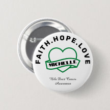 Green Heart Bile Duct Cancer Awareness Button