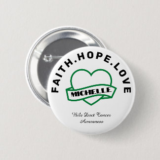 Green Heart Bile Duct Cancer Awareness Button