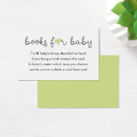 Green Heart Bring a Book Request Baby Shower