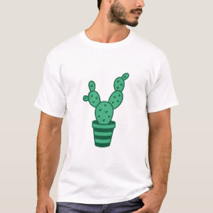 Green Heart Cactus Cartoon Graphic White T‑Shirt T-Shirt