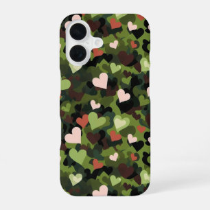 Green Heart Camouflage iPhone 16 Case