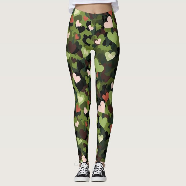 Green Heart Camouflage Leggings (Front)