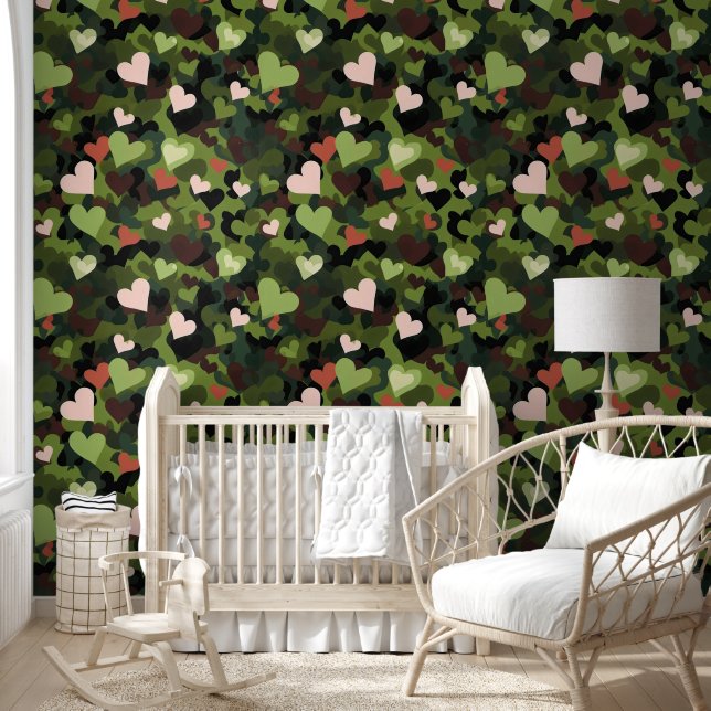 Green Heart Camouflage Wallpaper (Kids)
