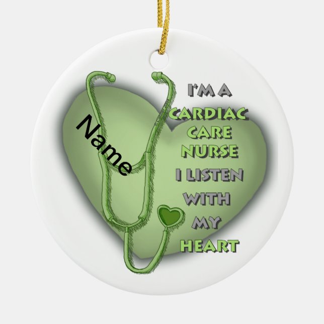 Green Heart Cardiac Care nurse Ceramic Ornament (Front)