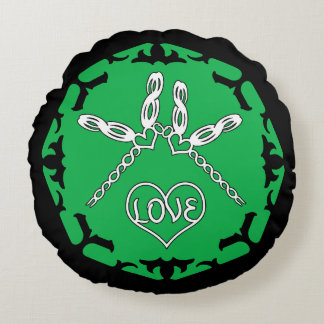 Green Heart Chakra "Love" Dragonfly Design Round Cushion
