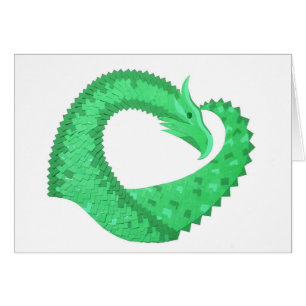 Green heart dragon on white