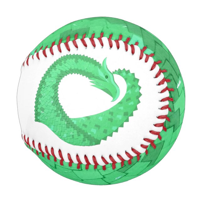 Green heart dragon on white baseball (Front Right)