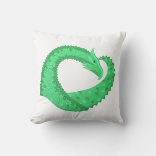 Green heart dragon on white cushion
