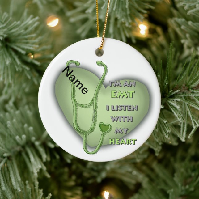 Green Heart EMT Ceramic Ornament (Tree)