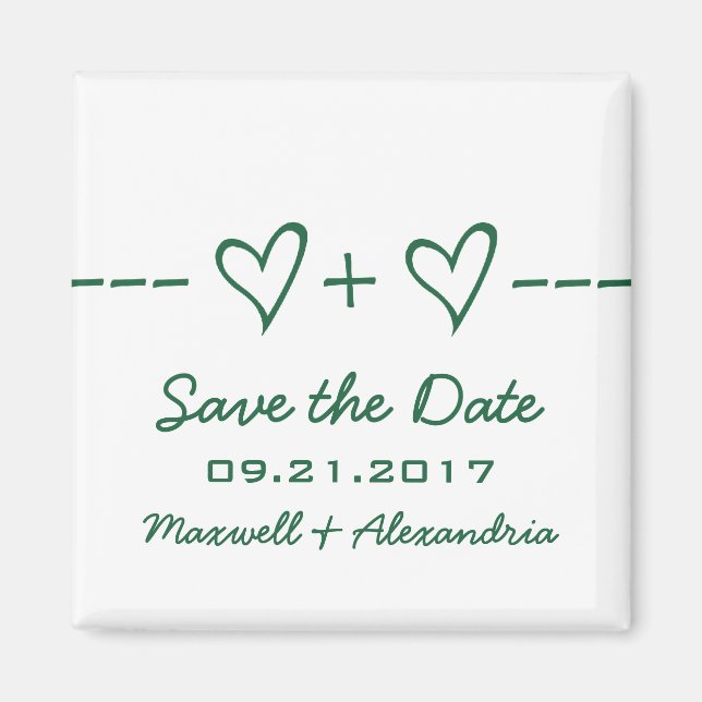 Green Heart Equation Save the Date Magnet (Front)