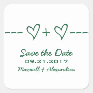 Green Heart Equation Save the Date Stickers