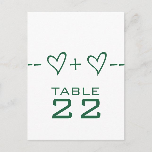 Green Heart Equation Table Number Postcard (Front)