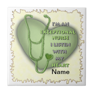 Green heart Exceptional Nurse Ceramic Tile