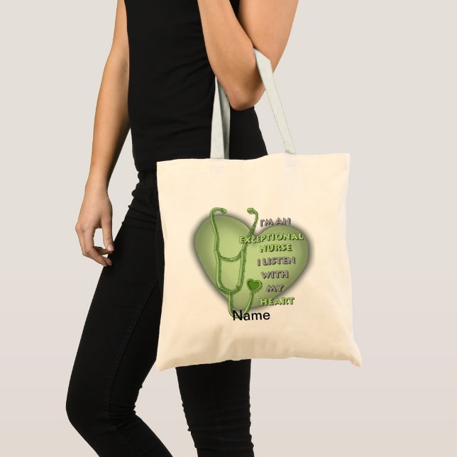 Green heart exceptional nurse  tote bag (Front (Product))