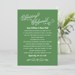 Green Heart Flourish Wedding Rehearsal Invitation
