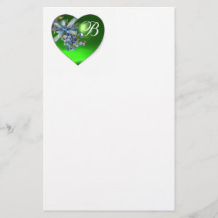 GREEN HEART & FORGET ME NOTS MONOGRAM STATIONERY