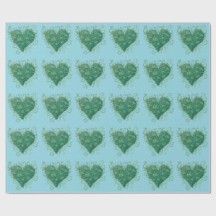 Green Heart Inside Wrapping Paper