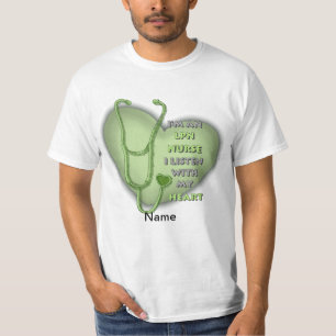 Green Heart LPN Nurse  t-shirt