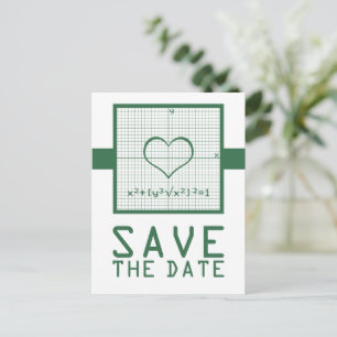 Green Heart Math Graph Save the Date Postcard