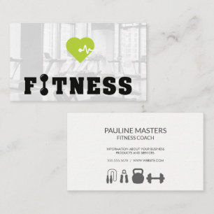 Green Heart Monitor   Fitness Dumbbell Icon Appointment Card