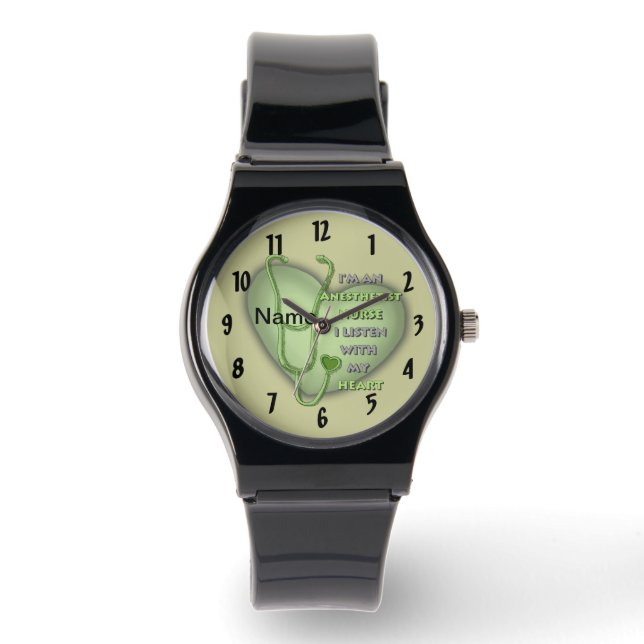 Green Heart Nurse Anaesthetist Watch (Front)