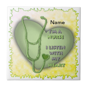 Green Heart Nurse Ceramic Tile