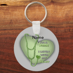 Green Heart Nurse  Key Ring