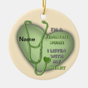 Green Heart Paediatrics Nurse Ceramic Ornament