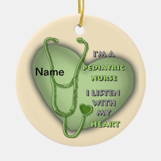 Green Heart Paediatrics Nurse Ceramic Ornament (Front)