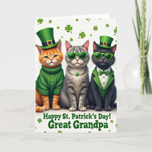 Green Heart Pattern Cats Card