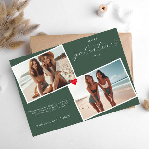 Green Heart Photo Frame Galentine's Day Bestie  Holiday Card