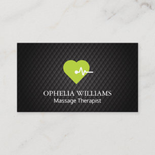 Green Heart Rate Icon   Black Tiling Business Card