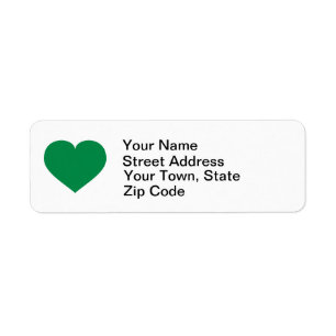 Green heart return address label