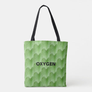 Green Heart Shape Leaf Pattern Tote Bag