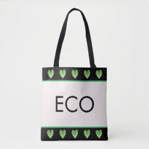 Green Heart Shape Leaves on Beige Tote Bag