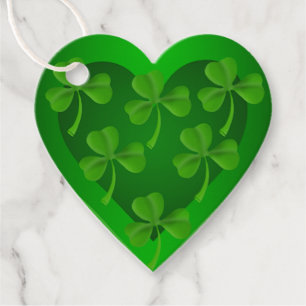 Green Heart with Shamrocks Favour Tags