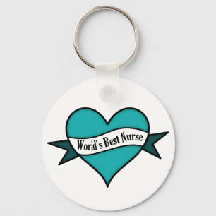 Green Heart World's Best Nurse Key Ring