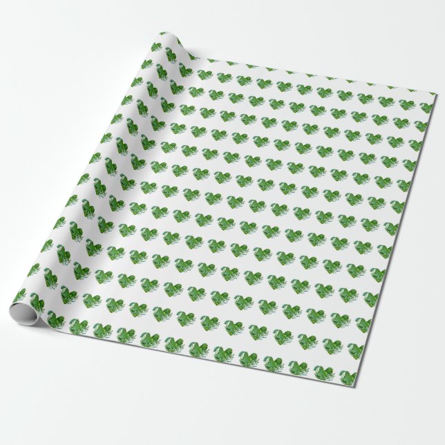 green heart wrapping paper (Unrolled)
