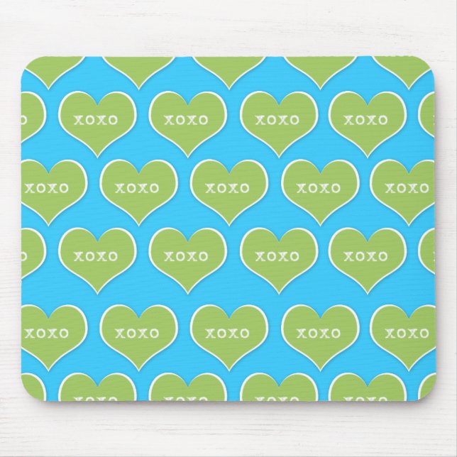 Green Heart XOXO Mousepad (Front)