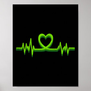 Green Heartbeat Mental Health Awareness For Mens K Poster