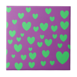 Green Hearts Ceramic Tile