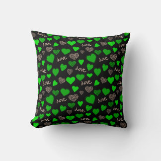 Green hearts cushion