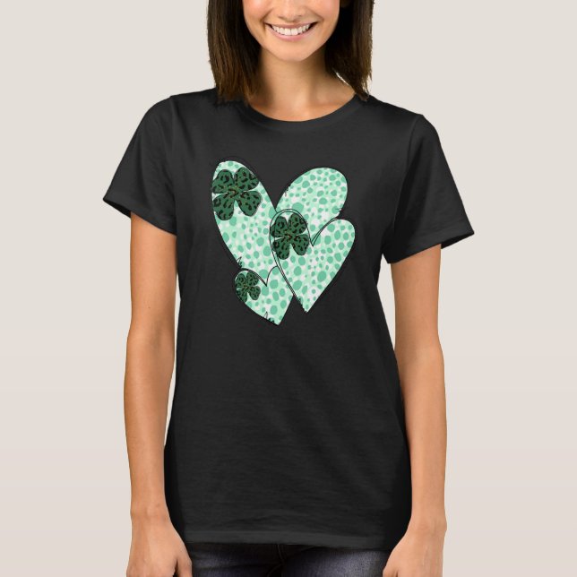 Green Hearts Lover Shamrock Irish Leprechaun St Pa T-Shirt (Front)