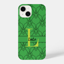 Green Hearts Pattern Monogram and Name Custom