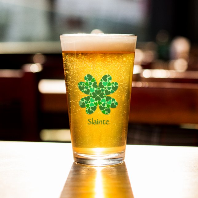 Green Hearts Shamrock Personalised Glass (Creator Uploaded)