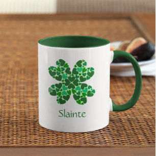 Green Hearts Shamrock Personalised Mug