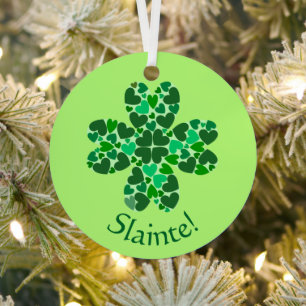 Green Hearts Shamrock St. Patrick's Customisable Metal Tree Decoration