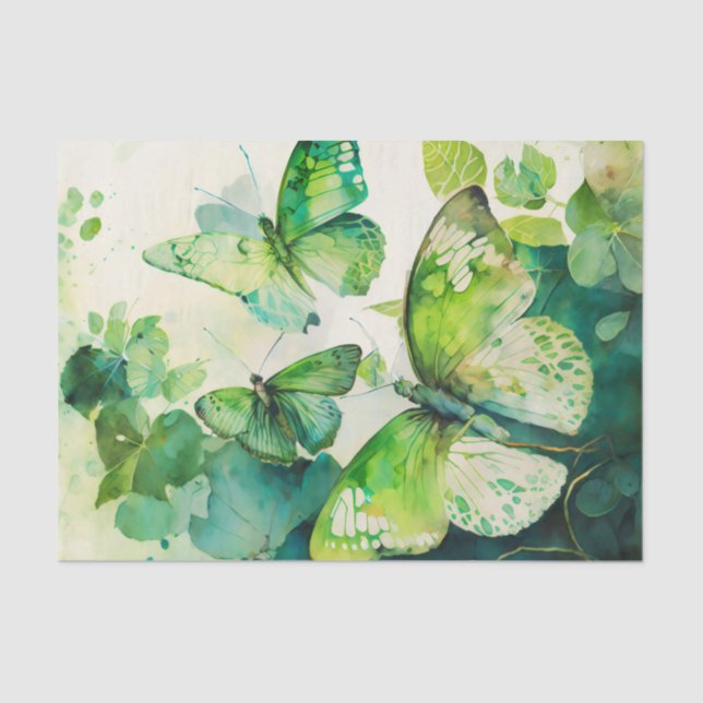 GREEN HEAVEN butterflies decoupage paper (Front)